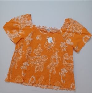 NEW Cato orange floral halter stretch top sz XL